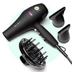 Professional Series Blackbird Infrared Ionic Hair Dryer with Diffuser by Mint | Extremely Quiet and Lightweight Blow Dryer with 1875 Watts of Salon-Grade Drying Power | Ceramic Tourmaline Pro Dryer