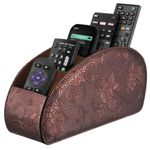 SITHON Remote Control Holder with 5 Compartments - PU Leather Remote Caddy Desktop Organizer Store TV, DVD, Blu-Ray, Media Player, Heater Controllers, Antique