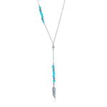 NYC Sterling Women .925 Silver Beaded Lab Created Turquoise Dream Catcher Y Necklace, Sterling Silver, Created Turquoise