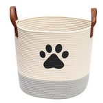 Cotton rope dog toy basket, puppy toy basket, puppy bins, laundry basket blanket storage bin - Perfect for organizing pet toys, blankets, leashes - Beige Gray