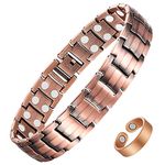 Feraco Men's Copper Magnetic Bracelet for Arthritis Pain Relief Elegant 99.99% Solid Copper Bracelets with Double-Row Strong Magnets