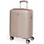 London Fog Hard Shell 19 Inch Suitcase with Wheels - Cabin Approved Jet2 EasyJet BA Luggage Fits Into 56x45x25 Hand Carry On Cage | 19" 40 litres Light 2.9kg (Small, Champagne)