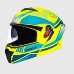 STUDDS Trooper DV D1 ISI and DOT Certified Matt Finish Flip-up Full Face Helmet for Men and Women with Inner Sun Visor (Matt Yellow N3 M)