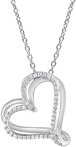 1/4 Carat Diamond, Prong Set Real Diamond Heart Shape Pendant Necklace for Women in Sterling Silver (Diamond Quality I-J,I2-I3) by La4ve |Gift Box Included | Sterling Silver, Rose Gold, Yellow Gold, Metal, Diamond