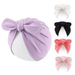 PEECABE 5-Pack Cotton Baby Girl Hat Bow Beanie Cap for Baby Girls 0-24 Months Infant Toddler Hats Spring Summer Autumn (0-24 Months, 5PCS-H)