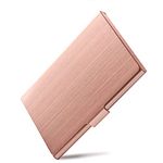 DMFLY Business Card Holder, Slim Business Card Case for Men & Women, Pocket Metal Card Case, Professional Stainless Steel Business Card Holders, Purse Name Card Holder, Buckle Style Shut, Rose Gold