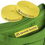 100 Personalized Labels with Name and Funny Drawing to Mark Clothes. Yellow thermoadhesive Fabric Labels to Iron on t-Shirts, Pants, Coats and All Kinds of Children's Clothing.