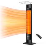 thermomate Carbon Infrared Patio Heater, 1500W Electric Outdoor Heater with Remote, 2 Heating Levels and 24H Timer, Tip-over Protection & IP55 Rated for Porch, Decks, Backyard, Restaurant & Garage