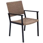 C-Hopetree Outdoor Dining Chair for Outside Patio Tables, Metal Frame, Natural All Weather Wicker