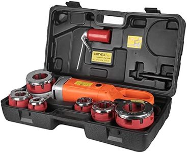 HOTYELL Electric Pipe Threader, Upgraded Pipe Threading Machine Uses Pure Copper Motor, Portable Handheld NPT Threader Kit with 6 HSS Dies 1/2"-2"