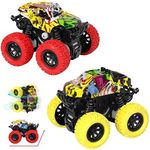 M SANMERSEN Car Toys for Toddlers 1-3, 2 Pack Monster Toys Truck 360° Rotating Stunt Cars - Push and Go Toy Cars Boys Girls Birthday Christmas Easter Gifts