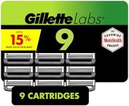 GilletteLabs Razor Blade Refills, Compatible with GilletteLabs with Exfoliating Bar by Gillette and Heated Razor, 9 Refills