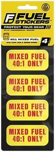 Mixed Fuel Sticker 40:1 - Gas Oil Mix Label for Outdoor Fuel Power Equipment - Weather Proof, Extreme Stick, Commercial Grade Label by Fuel Stickers - USA Made (2x1 inch), 4 Labels