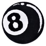 8 Ball Rug for Bedroom - 24 Inch 8 Ball Billiards Black Round Rug for Y2K Decoration Non-Slip Bath Mat Flocking Cool Rugs Aesthetic Funky Rug Lucky Carpet for Living Room