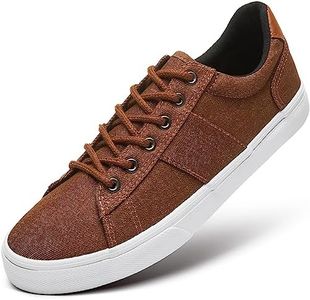 ZGR Mens Canvas Shoes White Black Canvas Sneakers Lace Up Casual Shoes Low Top Fashion Sneakers for Men, Tan, 9