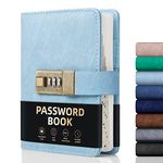 WEMATE Password Book with Lock, Password Book with Alphabetical Tabs 600+ Password Spaces, Password Logbook with Lock, Password Keeper for Computer 4.33 X 6.18 Inch Light Blue