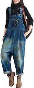 Yeokou Women's Casual Loose Denim Overalls Oversized Baggy Wide Leg Harem Pants (One Size US S-L, Style 23 Blue)