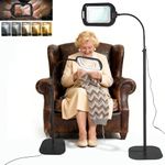 GABORISH 10X 30X Magnifying Glass with Light and Floor Stand, 3-in-1 Magnifying Lamp with 60LED, Square Gooseneck Magnifier with Light & Clamp, 5 Colour Modes Magnifier for Reading, Craft, Diamond Art