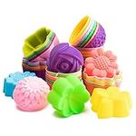 Cupcake Molds, 42Pcs Silicone Baking Cups Heat Resistant Muffin Cases Cup Liners Nonstick Rainbow Cupcake Holders Reusable Cupcake Ice Creams Puddings Moulds (2 x 0.8 Inch), 6 Shapes of Flowers