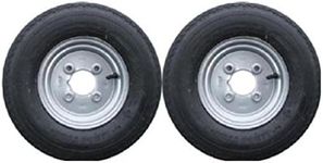 A pair of 400/4.00 x 8 inch trailer wheels and tyres with 4 ply tyre and 4 inch PCD 400 x 8 (NOT SUITABLE FOR ERDE TRAILERS) Pt no. LMX1596 PLEASE DO NOT BUY UNTIL YOU HAVE CHECKED YOUR PCD