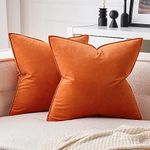 MIULEE Pack of 2 Fall Decorative Velvet Throw Pillow Cover Soft Orange Pillow Cover Soild Square Cushion Case for Sofa Bedroom Car 18x 18 Inch 45x 45cm