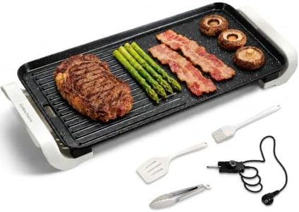 Large Indoor Electric Griddle, 20" XL,2 in 1 Cooking,Ceramic NonStick Plate