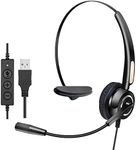 MCHEETA USB Headset with Microphone, Computer Headsets with Noise Canceling Microphone, Call Center Wired Headset USB for PC/Laptop/Skype/Computer
