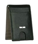 URBAN FOREST Eddy Dark Green/Grey Money Clip Leather Wallet for Men