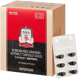 JUNG KWAN JANG Korean Red Ginseng Extract Capsule Gold - Vegan Energy Supplements - No Caffeine & Non-GMO (600mg, 150 Capsules)