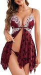 Avidlove Womens Butterfly Lingerie Lace Babydoll Strap Chemise Front Closure Nightgown Mesh Sleepwear Boudior Nighty