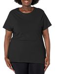 Just My Size Women's Plus-Size Short Sleeve Crew Neck Tee, Black, 2X