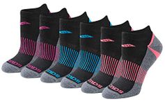 Saucony Women's Selective Cushion Performance No Show Athletic Sport Socks (6 & 12 Pairs), Black Assorted (6 Pairs), Shoe Size: 5-10