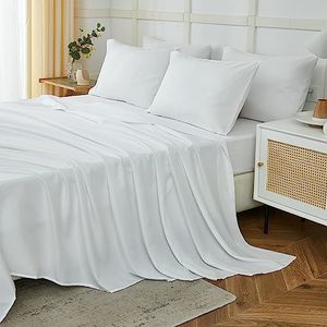 ILAVANDE King Size Sheets Set 6 Piece, Hotel Luxury Super Soft 1800 Series Microfiber Bed Sheets King Set-Wrinkle & Fade Resistant-14 Deep Pockets Sheets for King Size Bed(King,White)