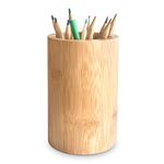 Sophie & Panda Bamboo Pen Holder Tooth Brush Holder - Don't Miss This Extremely Versatile and Beautiful Cylinder Bamboo Storage Organizer Chopstick Holder Makeup Brush Holder Utensil Caddy (Pack of 1)