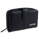 Lorenz Women's Black Nappa Leather Purse/Wallet Zip Bag, Black, Black