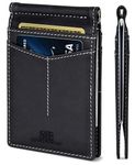 SERMAN BRANDS RFID Blocking Wallet Slim Bifold - Genuine Leather Minimalist Front Pocket Wallets for Men with Money Clip Gift, Charcoal Black Rogue, Slim