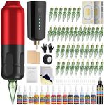 Solong Tattoo Gun Kit Tattoo Kit Professional Tattoo Machine 1600mAh Power Supply with 40pcs Tattoo Needles for Beginners and Artists SLQ53KITP803-2