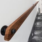 DSVONAUS Wooden Handrails for Stairs, Non-Slip Stair Banister with Brackets, Against The Wall Elderly and Children's Safety Grab Bar Kit, for Interior Corridor Villa Building Loft(Brown,350cm)