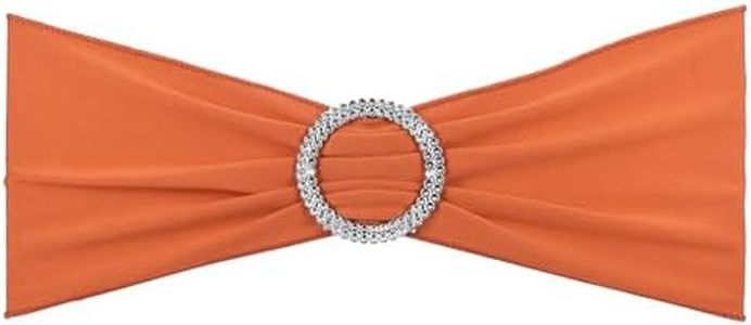 PATIKIL 13" x 5" Stretch Chair Sashes Bows, 25 Pack Elastic Chair Bands Sashes with Buckle Slider for Wedding Banquet Decorations, Orange Red
