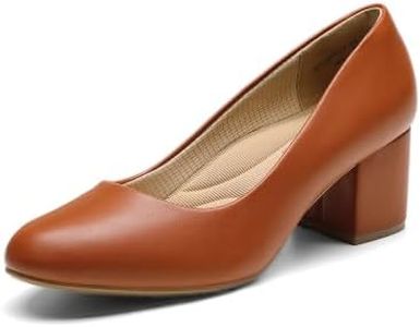 DREAM PAIRS Women's Pumps Low Chunky Block Heel Dress Shoes Closed Round Toe Comfortable Heels,Size 9,Brown,SDPU2462W