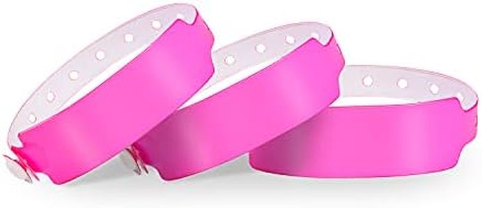 Wristall Plastic Wide Face Wristbands for Events - Vinyl Wristbands of Party by Fivepeans(Neon Pink, 100)