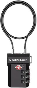 SURE LOCK TSA Approved Luggage Locks, Open Alert, Easy Read Dials, Travel Luggage Locks for Suitcase, Baggage Locks, Extra long cable, Compact