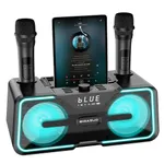 BIGASUO Karaoke Machine for Adults Kids with 2 UHF Wireless Microphones, Portable Singing PA Speaker System with LED Lights for Home Party, Wedding, Church, Picnic, Outdoor/Indoor