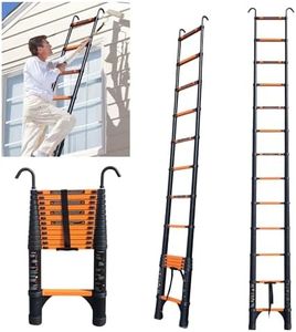 12.5 FT Telescopic Ladder, Aluminium Telescoping Ladder with Non-Slip Feet and Stable Hook, Portable Extension Ladder for Household and Outdoor Working, Heavy Duty 330lbs Max Capacity