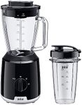 Braun PowerBlend 1 JB1051BK, Jug Blender with Unique Triangular Glass Jug, 2 Speed, Ice Crush Function, Smoothie2Go Bottle Included, 600W, Black