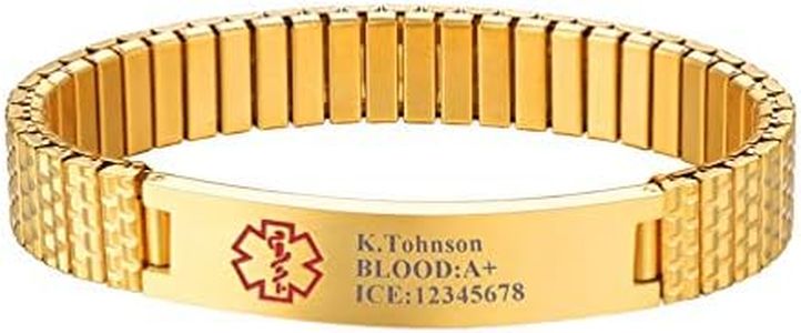 PROSTEEL Medical ID Bracelet Engraved Personalized Name Men Bangle Diabetes Physical Allergies Jewelry