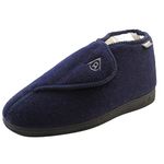 Dunlop Mens Adjustable Quick Easy Touch Fastening Orthopaedic Boot Slippers - Washable Hook and Loop Cosy Winter Bootie Slippers Men Size 9 UK