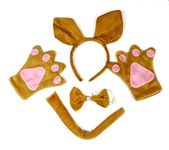 Petitebelle Headband Bowtie Tail Gloves 4pc Children Costume 1-5y (Brown Kangaroo, One Size)