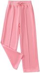 Floerns Girls Casual Drawstring High Waist Seam Sweatpants with Pocket Pink 14Y