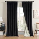 Joydeco 100% Blackout Velvet Curtains for Bedroom 108 Inches Long 2 Panels, Back Tab/Rod Pocket Living Room Drapes, Thermal Insulated Soundproof Heavy Duty Curtains for Windows,52W x 108L,Black